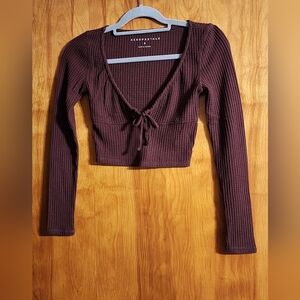 Aeropostale Women's Brown Long Sleeve Crop Top Size Small